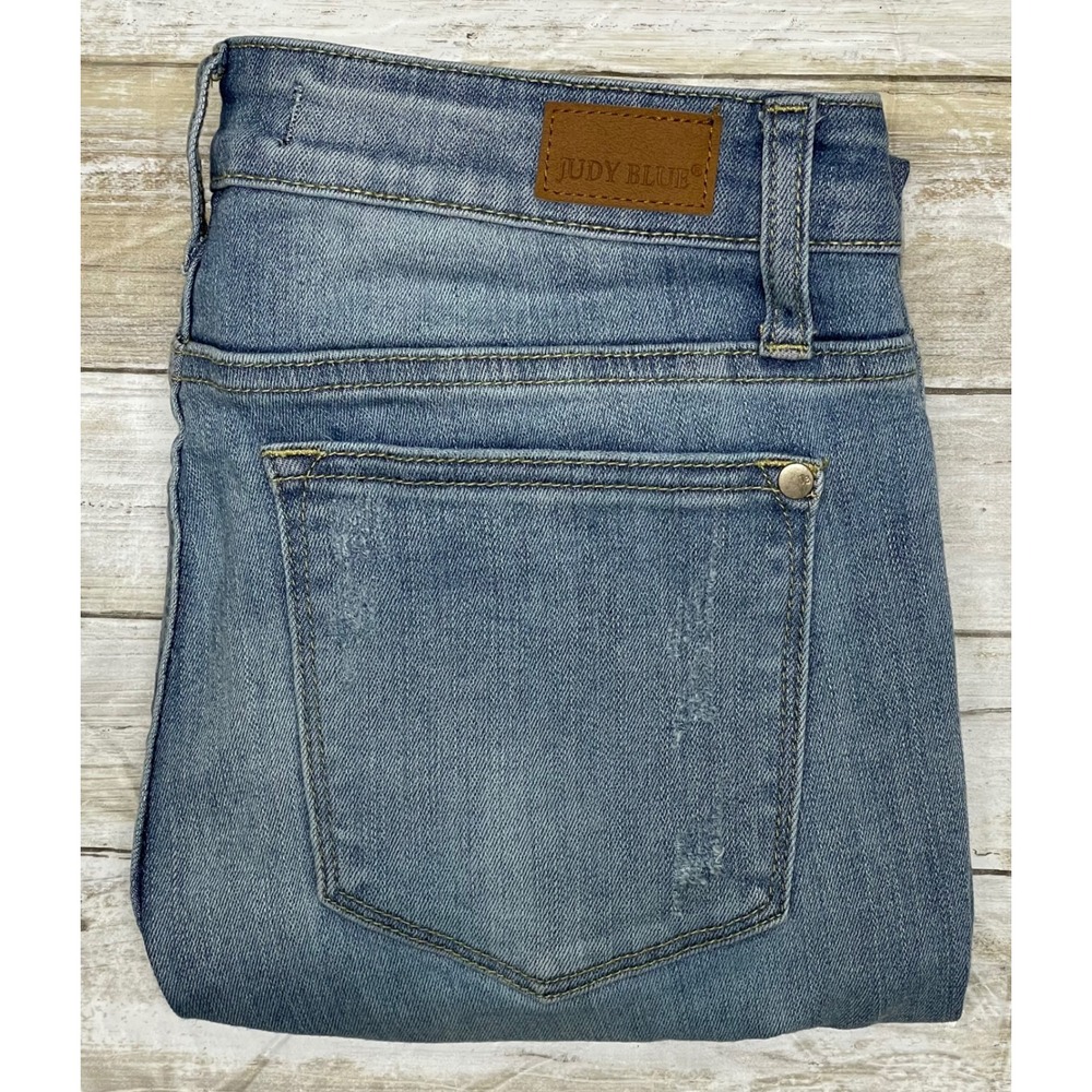Judy Blue Womens Distressed Skinny Jeans Size 28 Light Wash stretch Denim